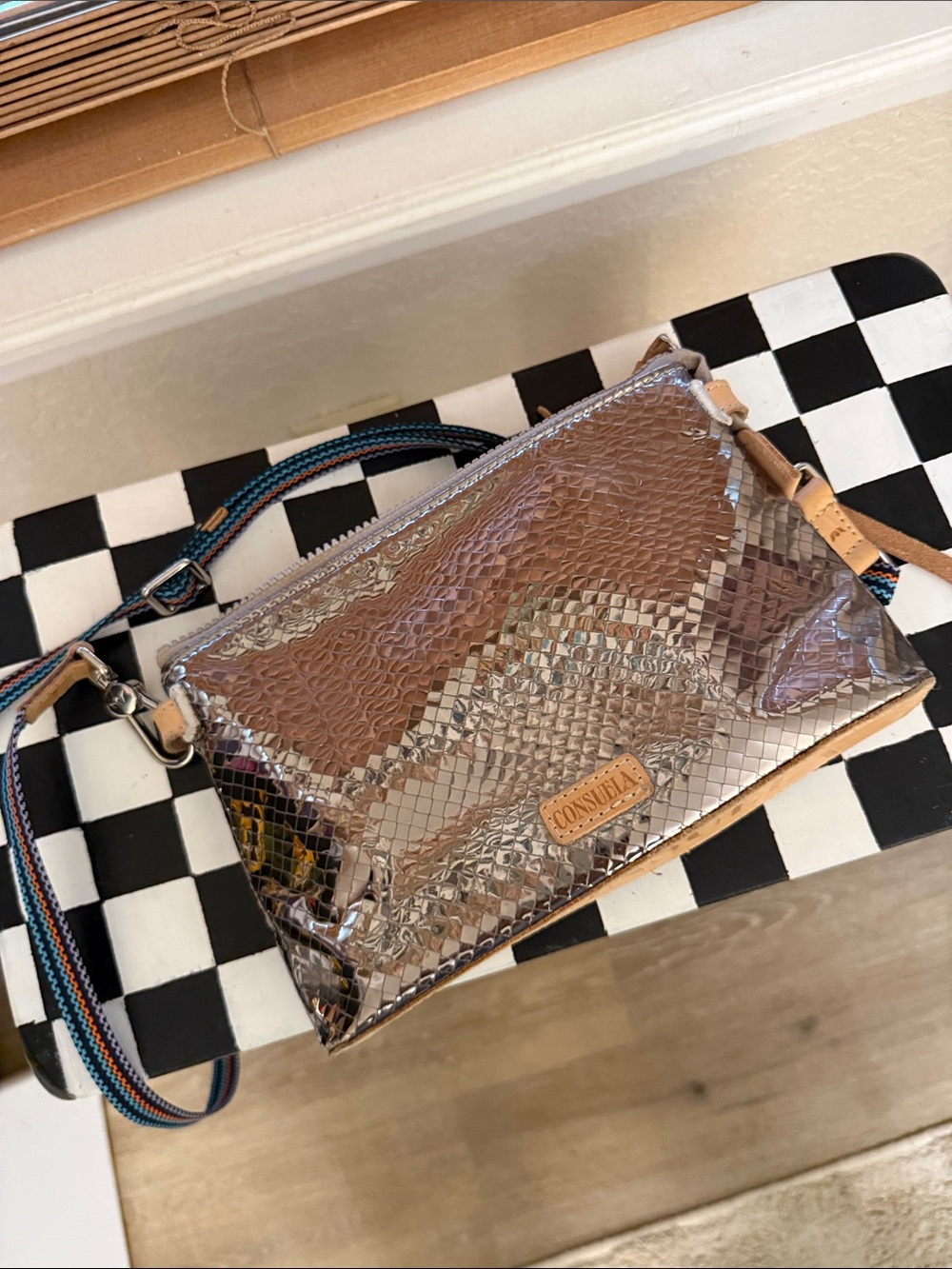 Consuela Metallic Midtown Kyle Snake-Embossed Crossbody Bag